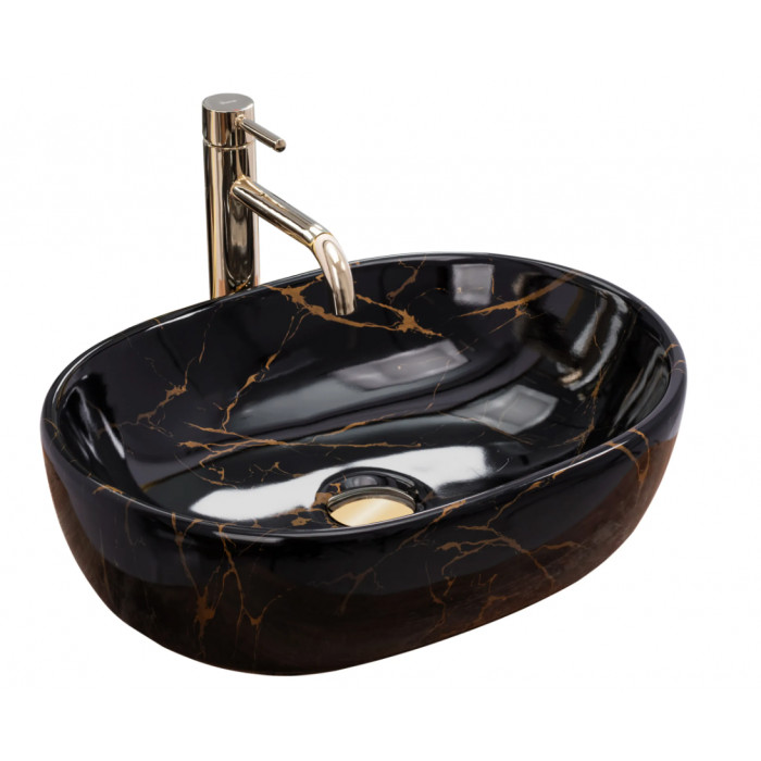 Умивальник (раковина) REA AMELIA BLACK MARBLE накладний чорний