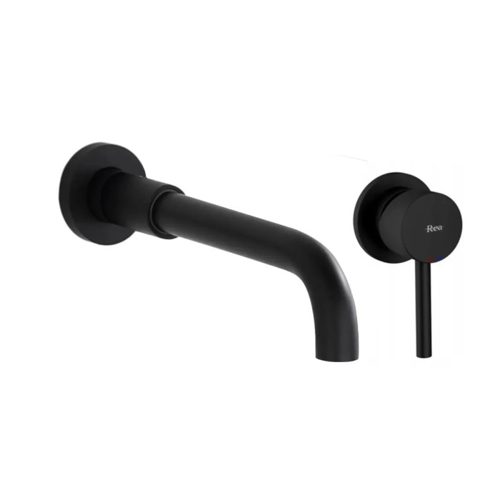 Смеситель для раковины REA LUNGO LONG BLACK MATT + BOX черный матовый скрытого монтажа