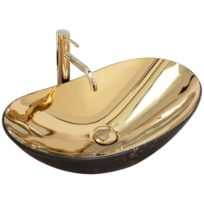 Умивальник Rea Royal gold marble black (REA-U8007)