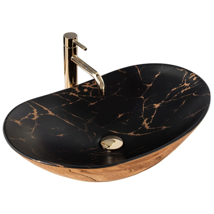 Умивальник Rea Royal black marble gold (REA-U8008)