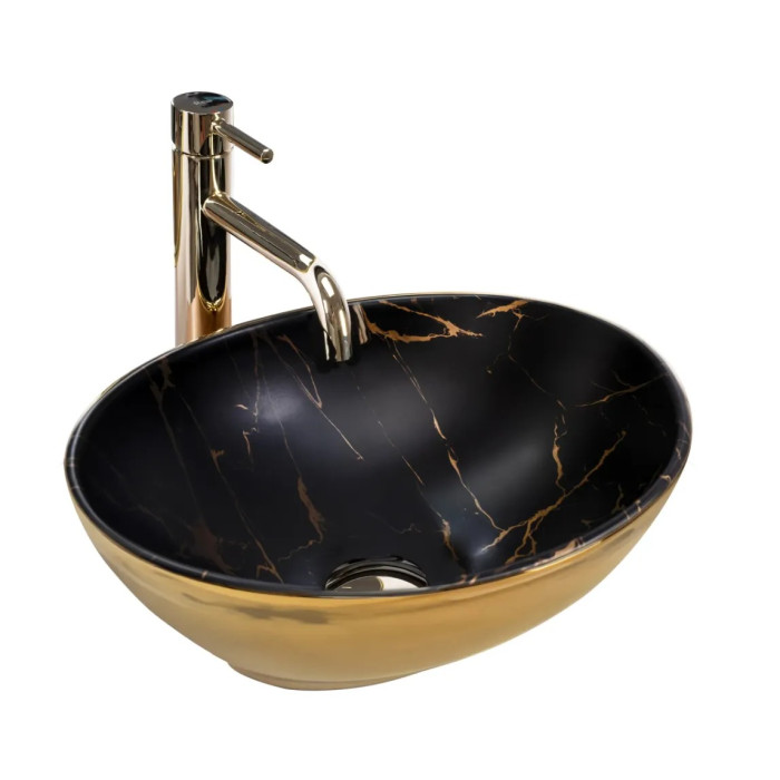 Умивальник Rea Sofia gold/marbe black (REA-U8012)