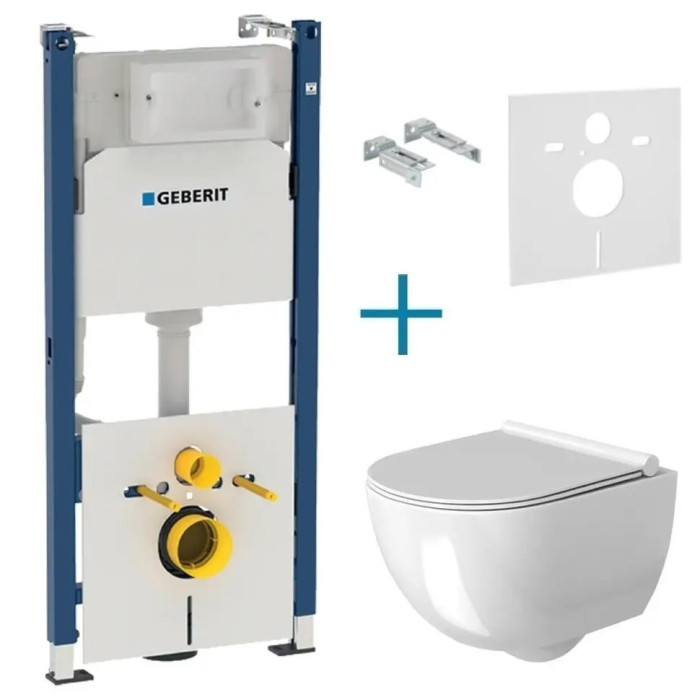 Унітаз Rea Carter Rimless + сидіння slim n soft-close + інсталяція Geberit Duofix (REA-C1450+458.126.00.1)