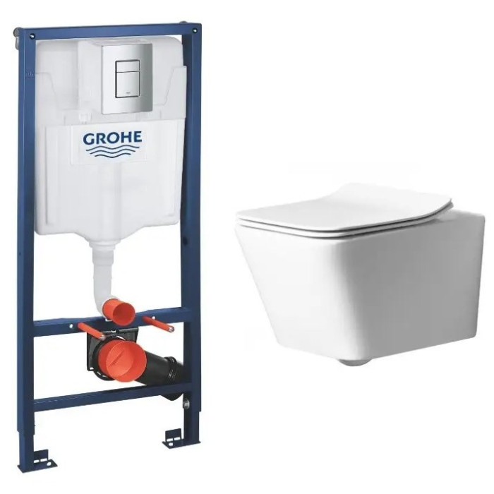 Унітаз Rea Ramon + інсталяція Grohe Rapid SL, клавіша (REA-C8536 + 38772001)