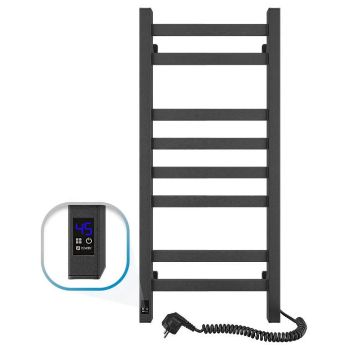 Рушникосушка електрична Navin Авангард 360х800 Sensor, чорний муар, права, таймер  12-228053-3680