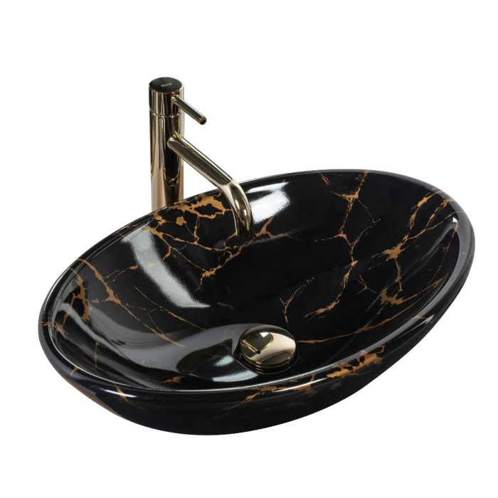 Умивальник Rea Rea Pamela 33x53 black marble shiny (REA-U5067)