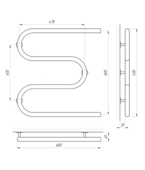 Полотенцесушитель Laris Змеевик 30 РС3 600 х 600 1/2 Хром 71207226