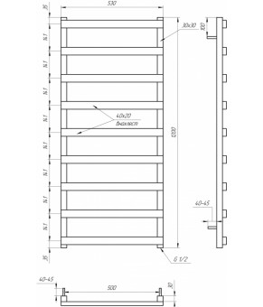 Водяной полотенцесушитель Genesis-Aqua Basis 120x53 см Оливково-серый