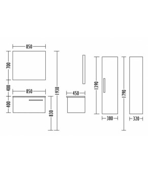 Подвесная тумба с умывальником GOLD Ban-Yom Lucca 85 темно-серый