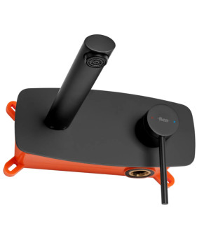Смеситель для раковины (умывальника) REA OVAL BLACK + BOX черный скрытого монтажа