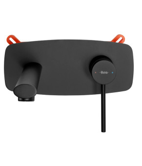 Смеситель для раковины (умывальника) REA OVAL BLACK + BOX черный скрытого монтажа