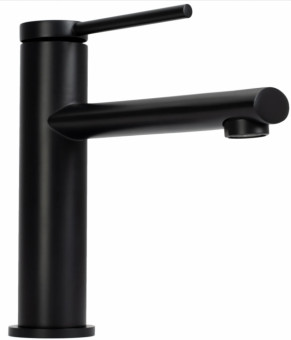 Смеситель для раковины (умывальника) REA OVAL BLACK черный низкий