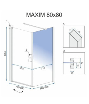 Душевая кабина REA MAXIM 80х80 P
