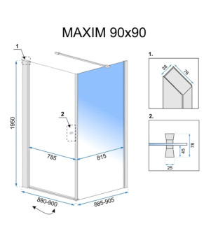 Душевая кабина REA MAXIM 90х90 P