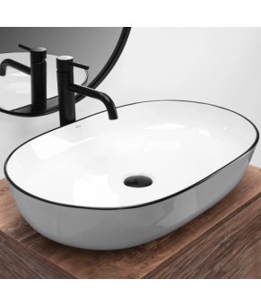 Умывальник (раковина) REA CLEO 61 WHITE BLACK EDGE накладной белый