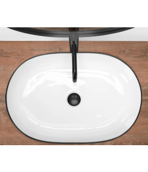 Умывальник (раковина) REA CLEO 61 WHITE BLACK EDGE накладной белый