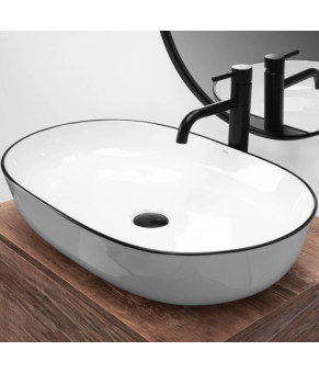 Умывальник (раковина) REA CLEO 61 WHITE BLACK EDGE накладной белый