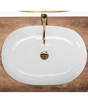 Умывальник (раковина) REA CLEO 61 WHITE GOLD EDGE накладной белый
