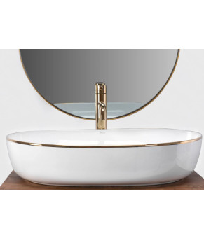 Умывальник (раковина) REA CLEO 61 WHITE GOLD EDGE накладной белый