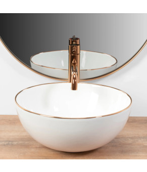 Умывальник (раковина) REA STELLA ROSE GOLD EDGE накладной белый