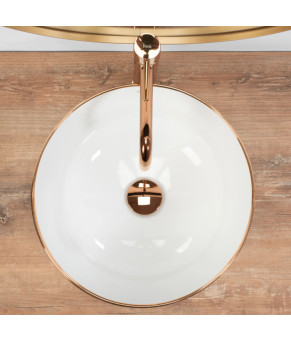 Умывальник (раковина) REA STELLA ROSE GOLD EDGE накладной белый