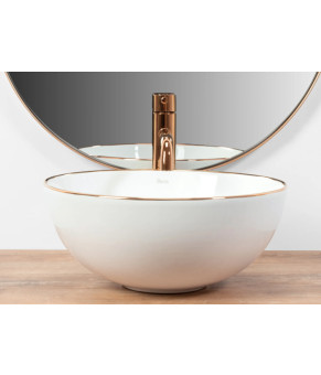 Умывальник (раковина) REA STELLA ROSE GOLD EDGE накладной белый