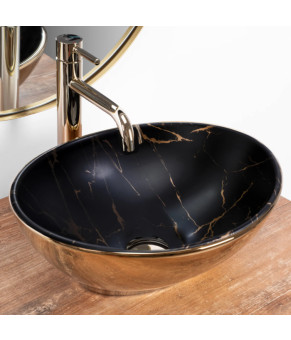 Умывальник (раковина) REA SOFIA GOLD MARBLE BLACK накладной
