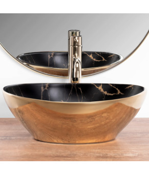 Умывальник (раковина) REA SOFIA GOLD MARBLE BLACK накладной