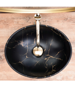 Умывальник (раковина) REA SOFIA GOLD MARBLE BLACK накладной