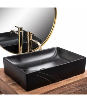 Умывальник (раковина) REA INGA BLACK MARBLE MAT накладной черный матовый