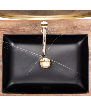 Умывальник (раковина) REA INGA BLACK MARBLE MAT накладной черный матовый