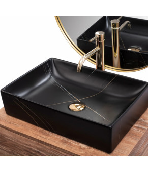 Умывальник (раковина) REA INGA BLACK MARBLE MAT накладной черный матовый