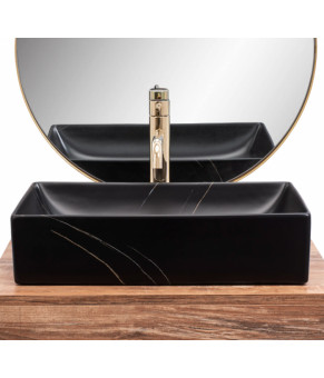 Умывальник (раковина) REA INGA BLACK MARBLE MAT накладной черный матовый