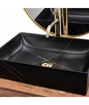 Умывальник (раковина) REA INGA BLACK MARBLE MAT накладной черный матовый