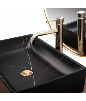 Умывальник (раковина) REA INGA BLACK MARBLE MAT накладной черный матовый
