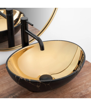 Умывальник (раковина) REA SOFIA IN MARBLE MAT BLACK GOLD накладной