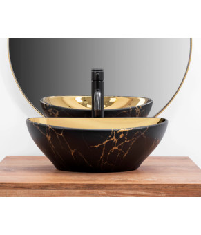 Умывальник (раковина) REA SOFIA IN MARBLE MAT BLACK GOLD накладной