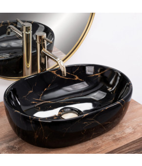 Умывальник (раковина) REA  AMELIA BLACK MARBLE  накладной черный