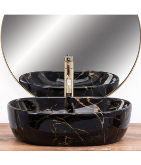 Умывальник (раковина) REA  AMELIA BLACK MARBLE  накладной черный