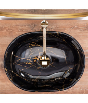 Умывальник (раковина) REA  AMELIA BLACK MARBLE  накладной черный