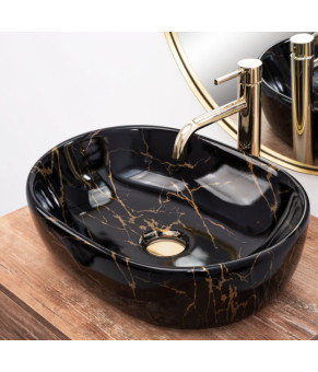 Умывальник (раковина) REA  AMELIA BLACK MARBLE  накладной черный