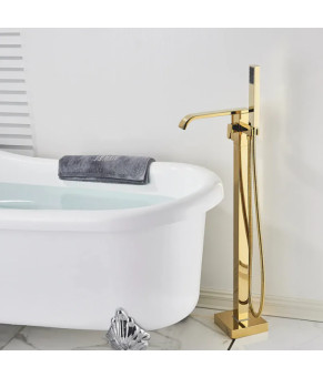 Смеситель для ванны REA CARAT GOLD золотой напольный
