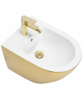 Подвесное биде REA CARLO MINI GOLD WHITE золотой/белый