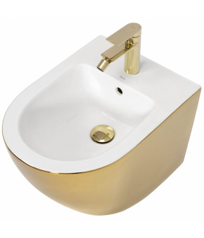 Подвесное биде REA CARLO MINI GOLD WHITE золотой/белый