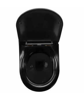 Подвесной унитаз REA CARLO BLACK MINI FLAT GOLD EDGE черный