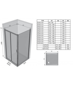 Cтенки для душевых кабин Ravak Blix BLPS-90 полированный алюминий Transparent 9BH70C00Z1