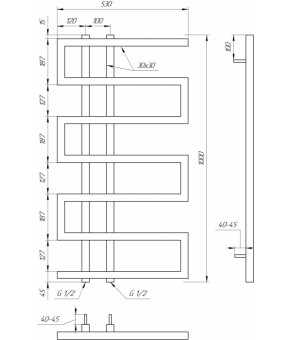 Электрический полотенцесушитель Genesis-Aqua Dual 100x53 см Карминно-красный
