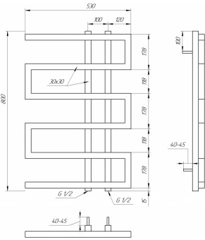 Водяной полотенцесушитель Genesis-Aqua Dual 80x53 см Пастельно-синий