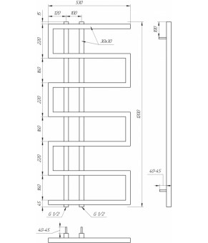 Водяной полотенцесушитель Genesis-Aqua Dual 120x53 см Майский зеленый