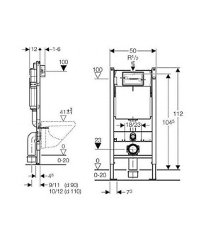 Комплект Geberit Duofix PRO 20, инсталляция для подв.унитаза Delta 12см с креплением к стене, подвесной унитаз Idol с сидением Duroplast, смывная клавиша Delta20 хром глянец