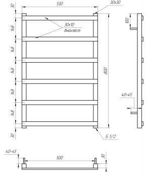Водяной полотенцесушитель Genesis-Aqua Basis Light 80x53 см Изумрудно-зеленый